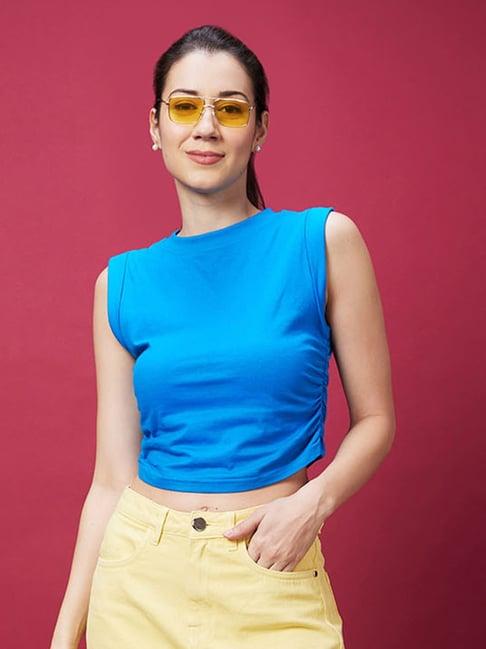 globus blue cotton crop top