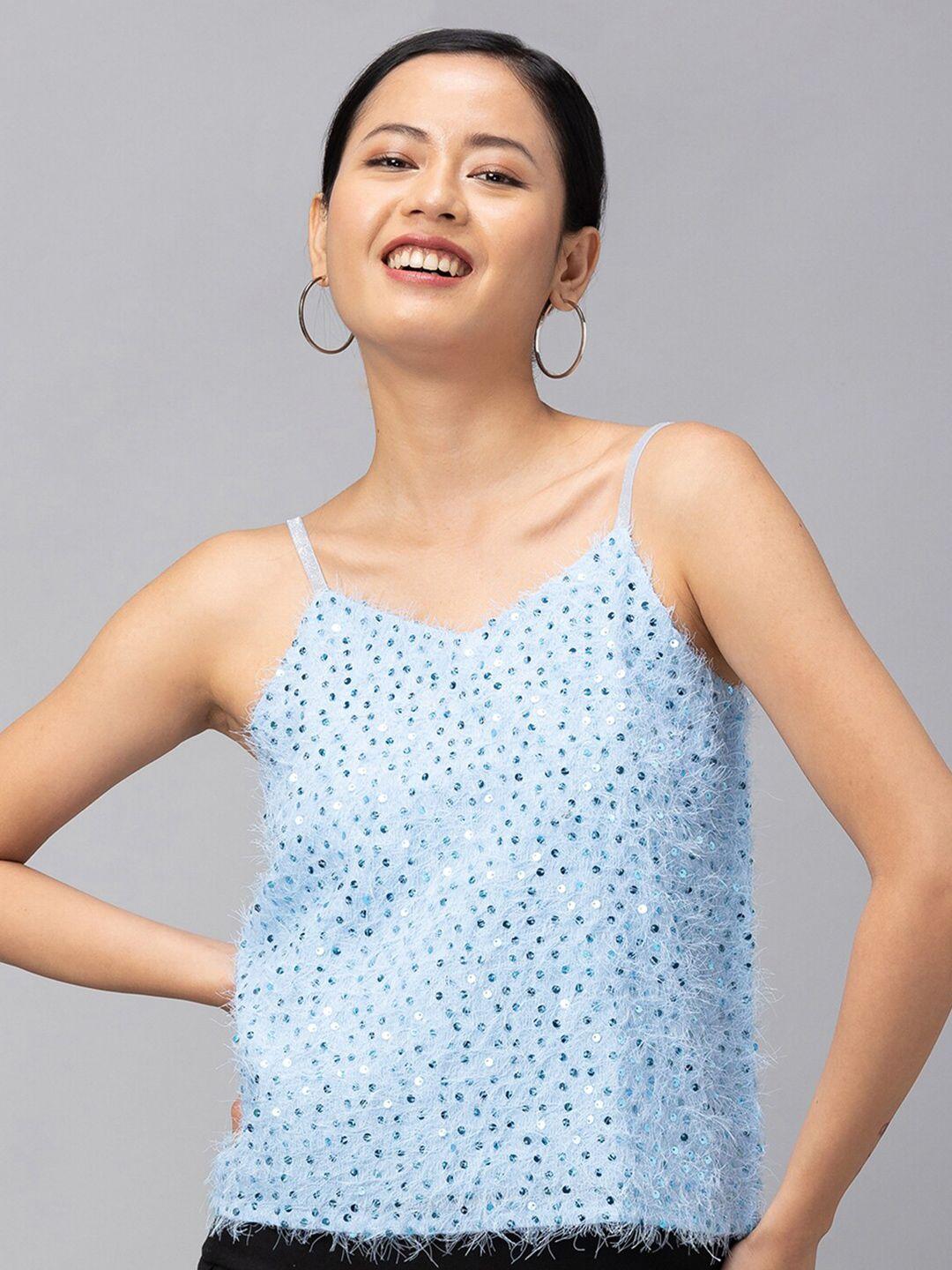 globus blue embellished top