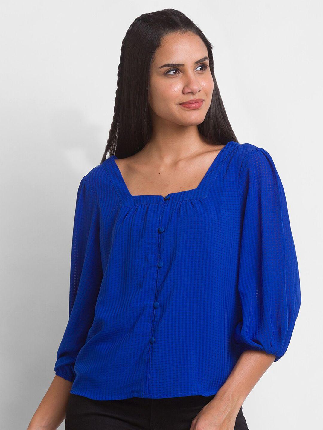 globus blue georgette blouson top