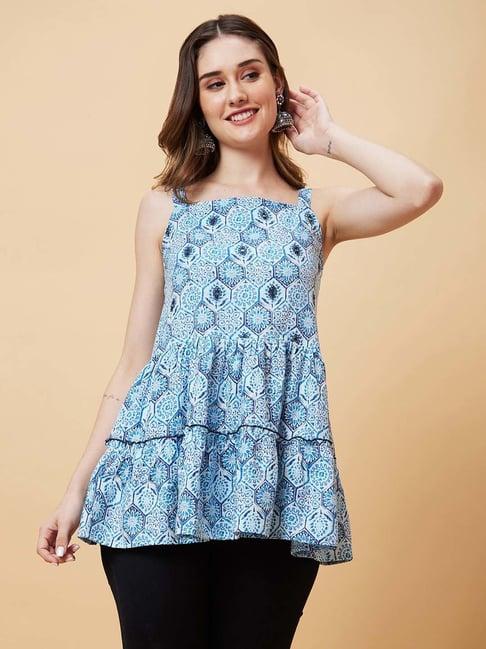 globus blue printed tunic