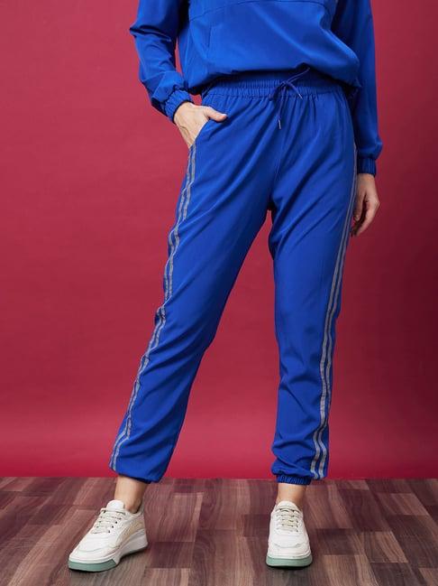 globus blue regular fit high rise joggers