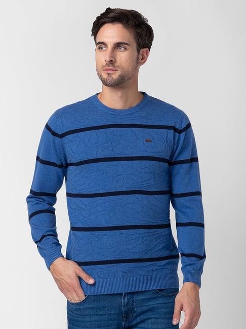 globus blue regular fit striped sweater