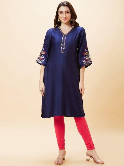 globus blue straight kurta