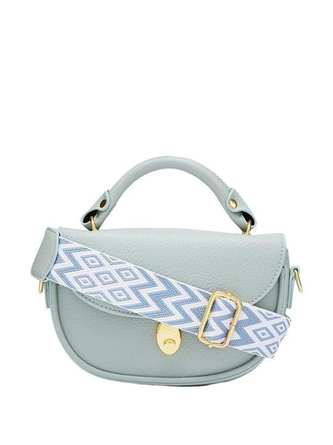 globus blueish grey textured medium sling handbag