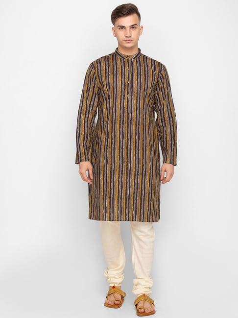 globus brown striped kurta