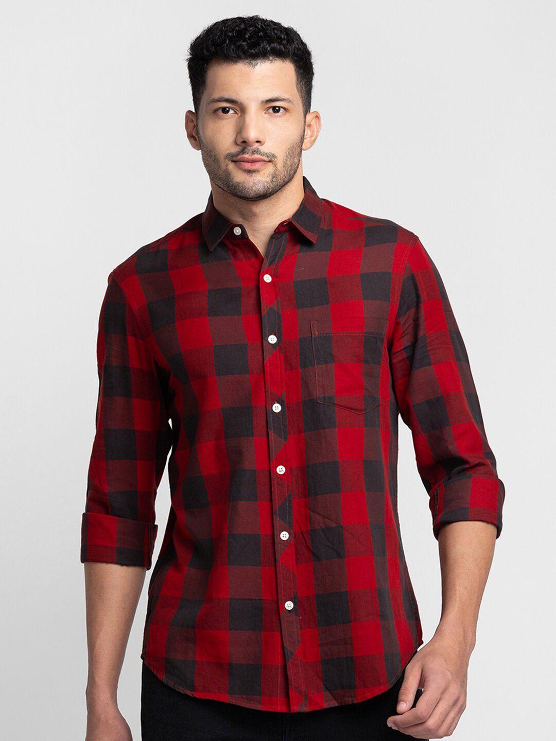 globus comfort opaque checked pure cotton casual shirt