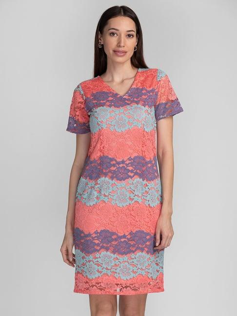 globus coral self design a line dress