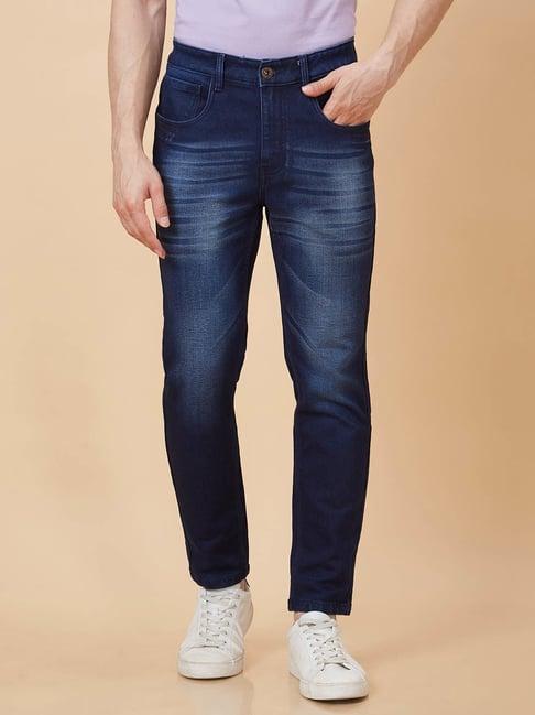 globus dark blue slim fit lightly washed jeans