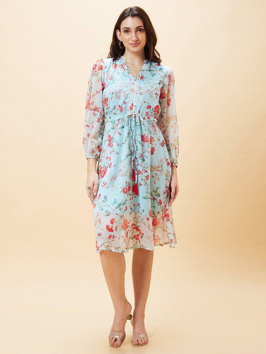 globus floral printed a line dress