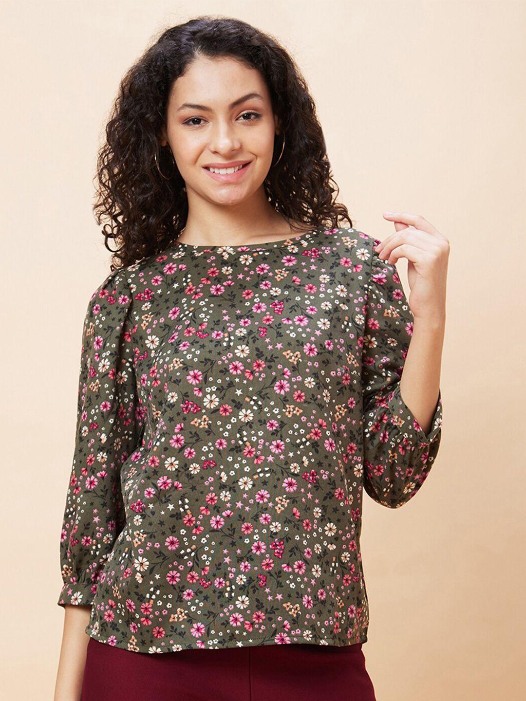 globus floral printed boat neck top