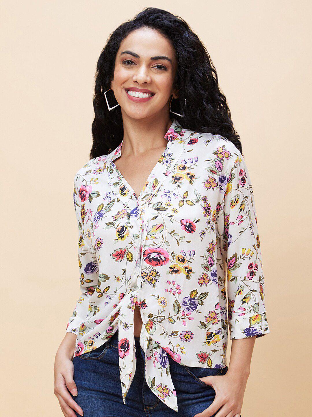 globus floral printed shirt style top