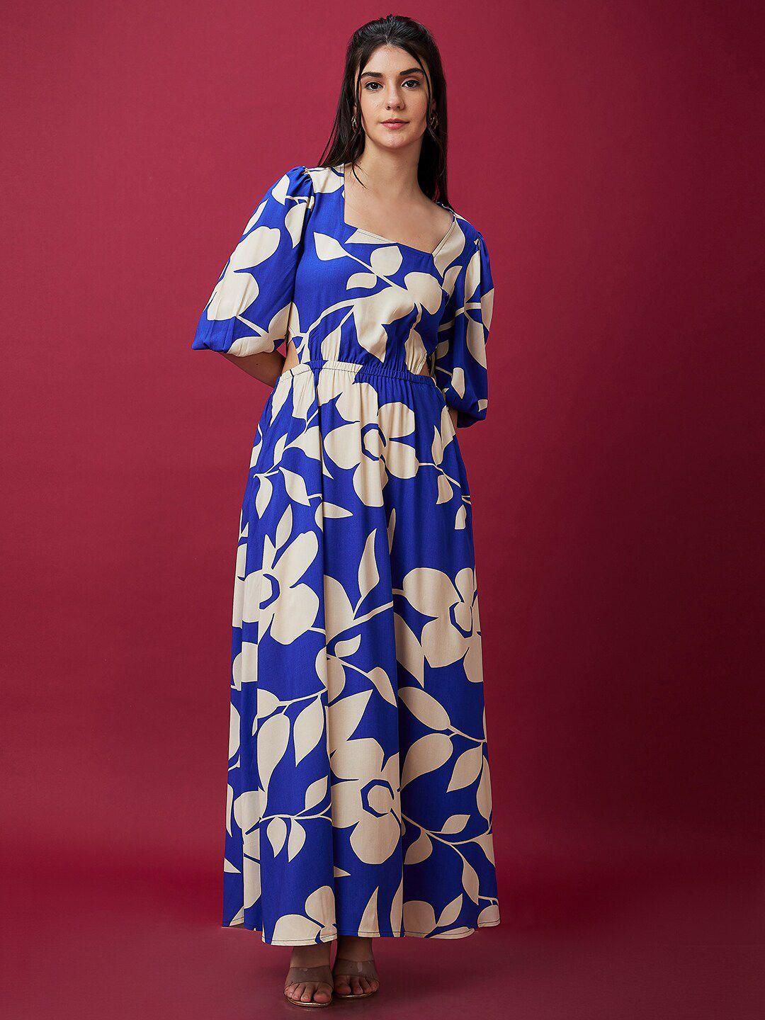 globus floral printed square neck cut-outs maxi dress