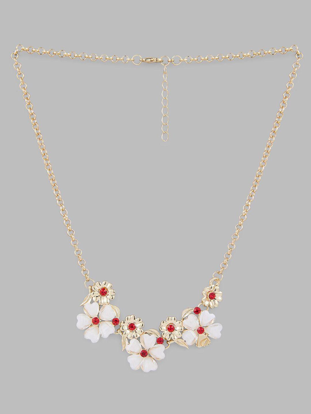 globus gold-plated gold-toned & white necklace