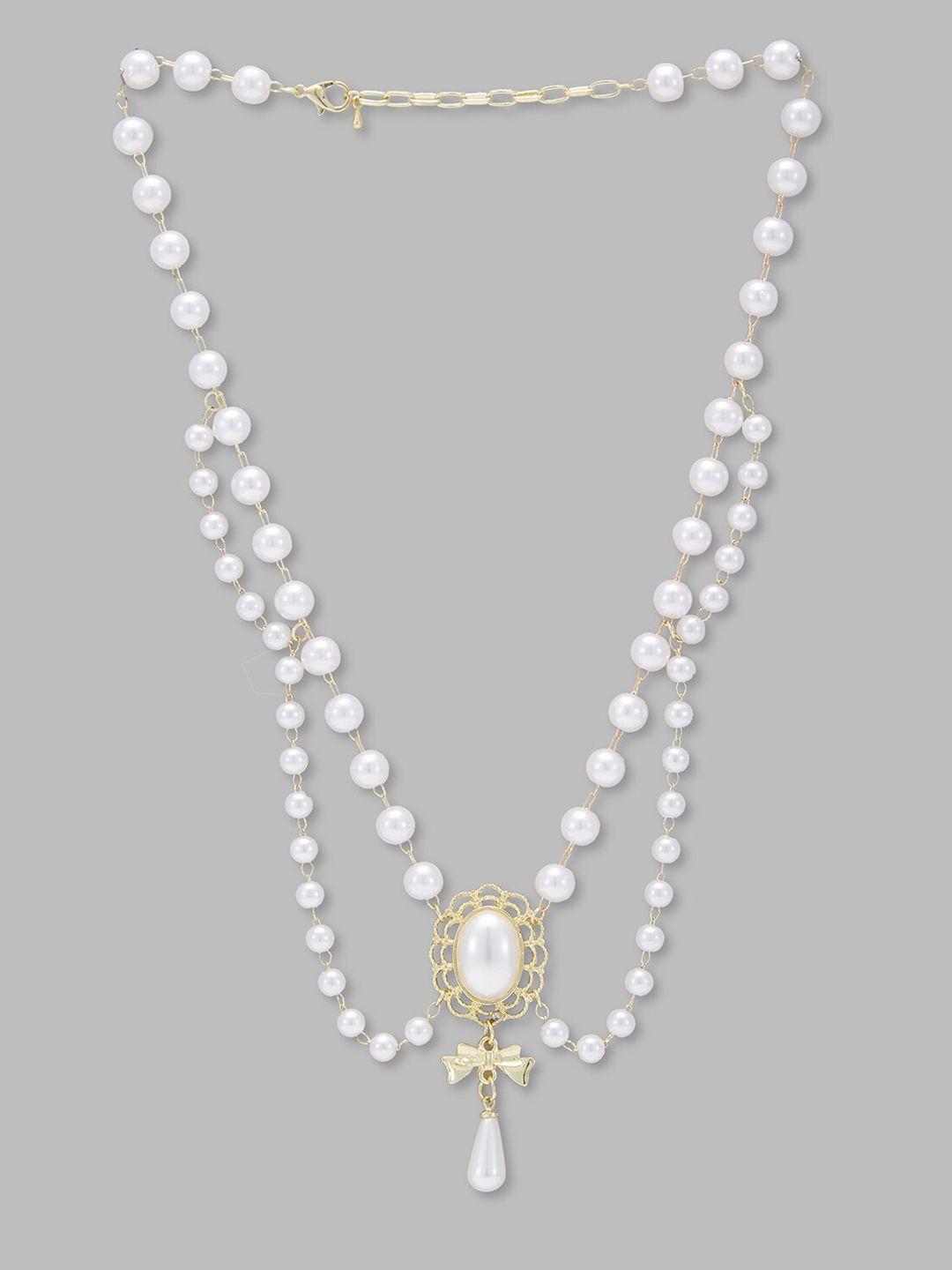 globus gold-plated pearl beaded statement necklace