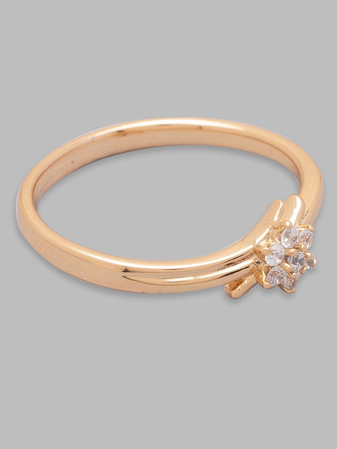 globus gold plated white cz studded ring