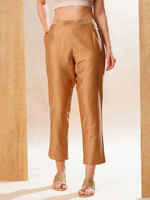 globus gold silk regular fit pants