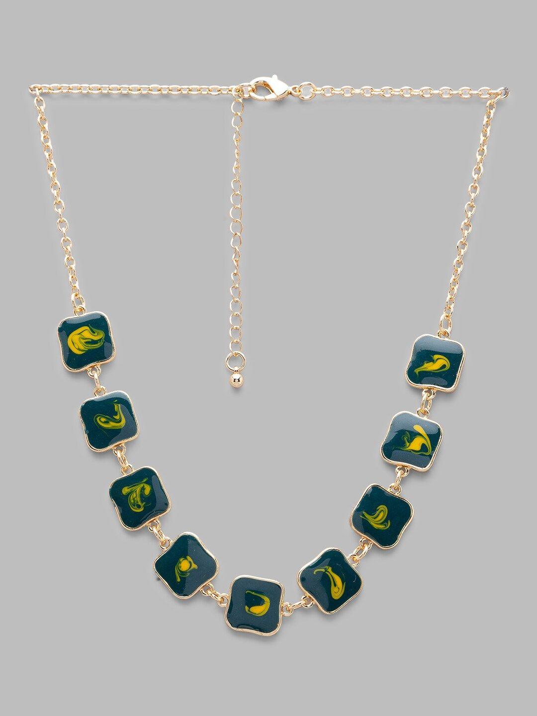 globus gold-toned & green gold-plated necklace