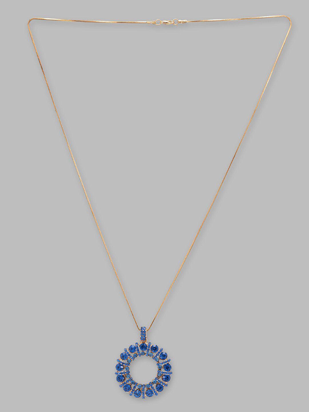 globus gold-toned and blue gold-plated stone-studded pendant chain