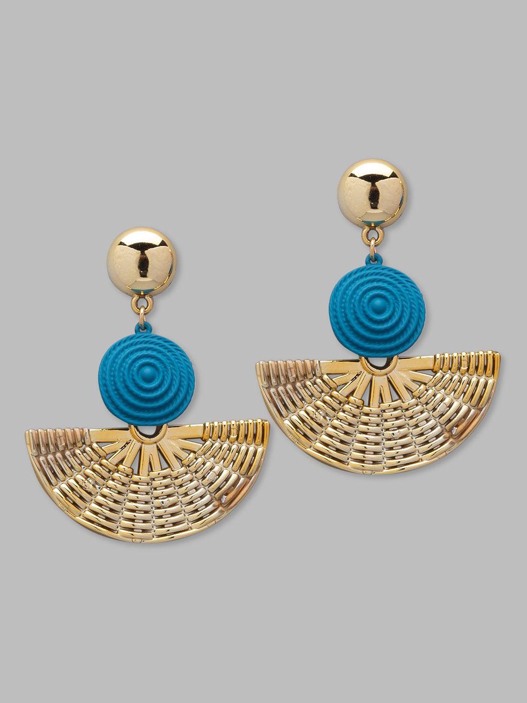 globus gold-toned gold plated geometric drop earrings
