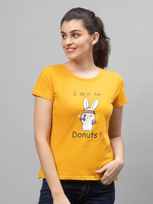 globus golden cotton printed t-shirt