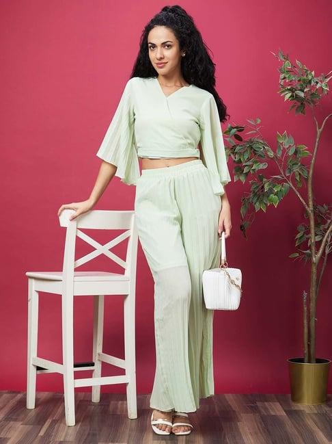 globus green top with palazzo