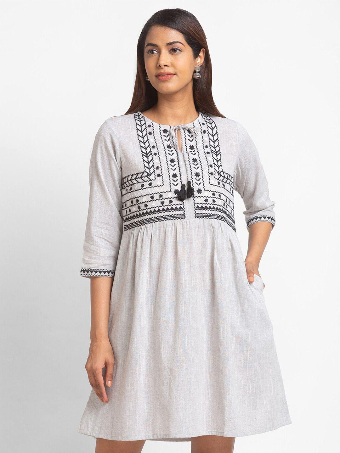 globus grey ethnic motifs dress