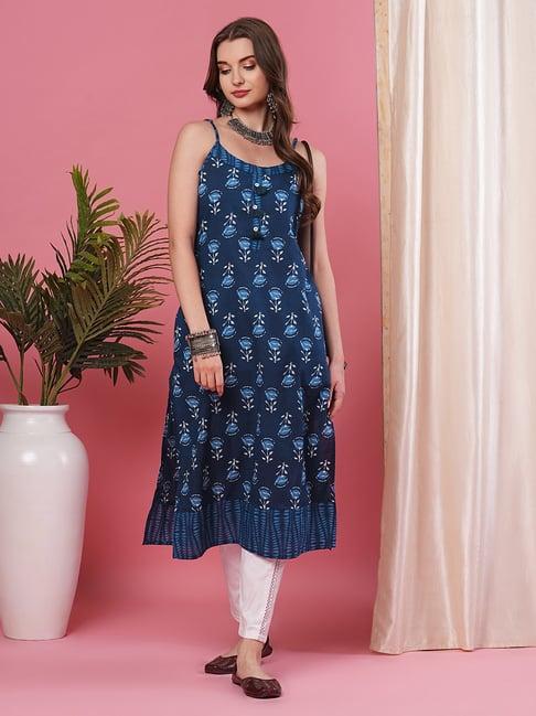 globus indigo printed kurta