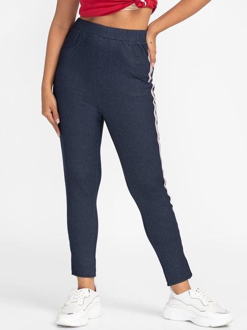 globus indigo textured high rise trousers