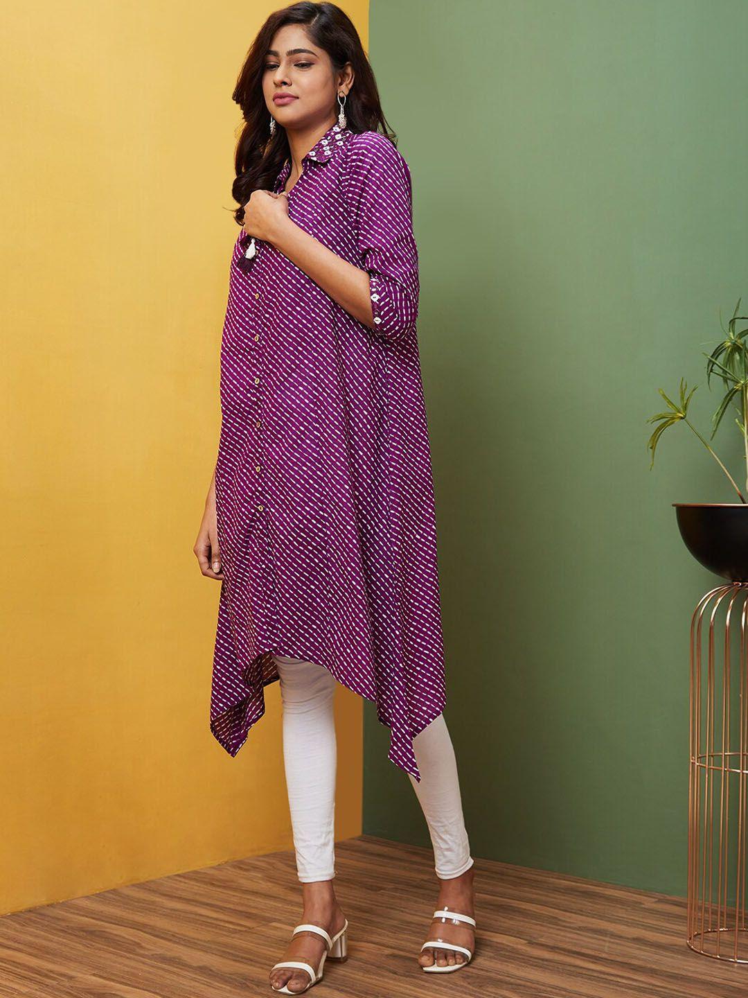 globus leheriya printed thread work indie prints kurta