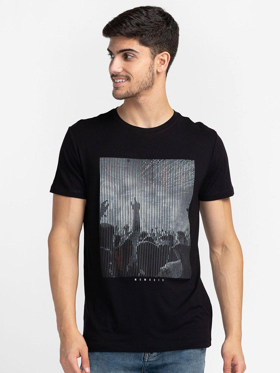 globus men black printed t-shirt
