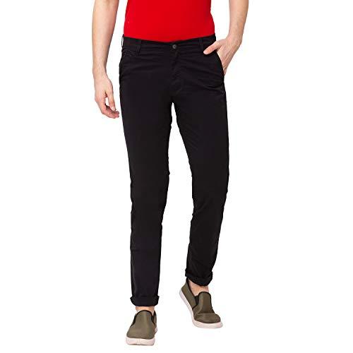 globus men black solid chinos