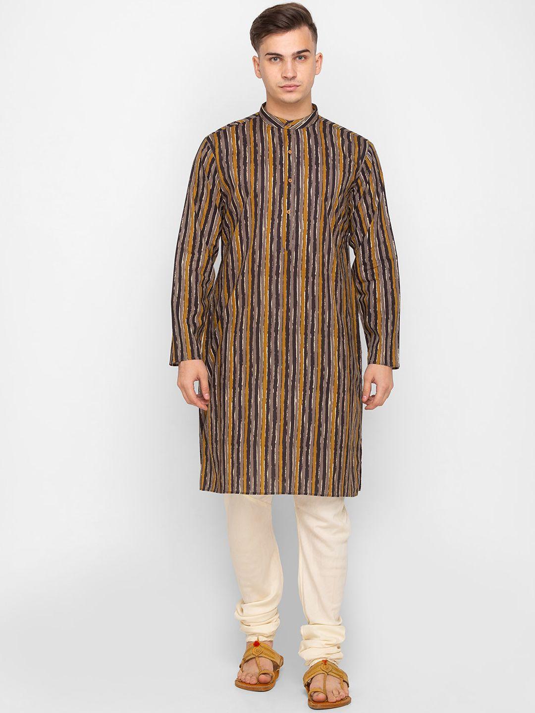 globus men brown thread work kurta