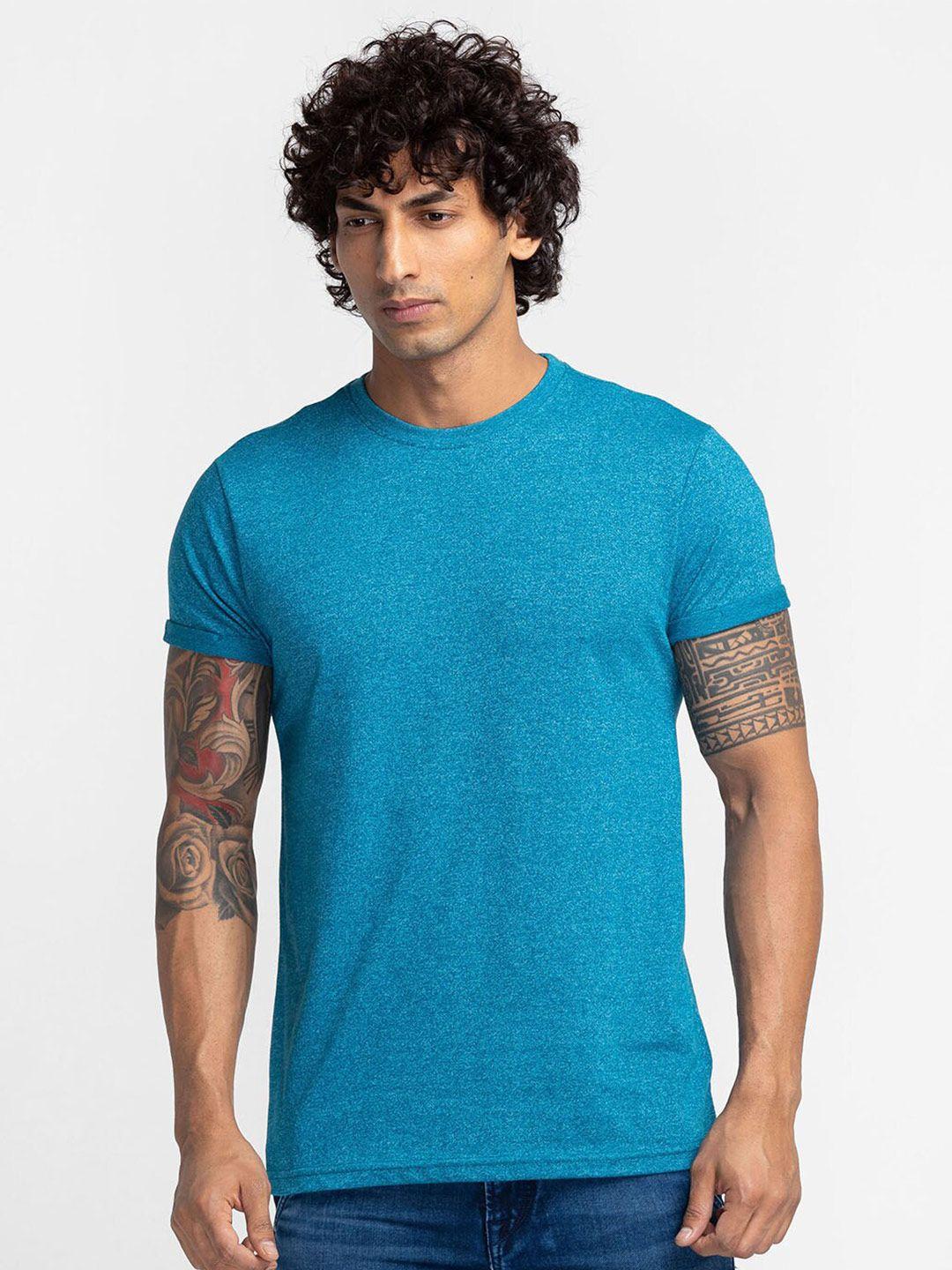 globus men cotton blue t-shirt