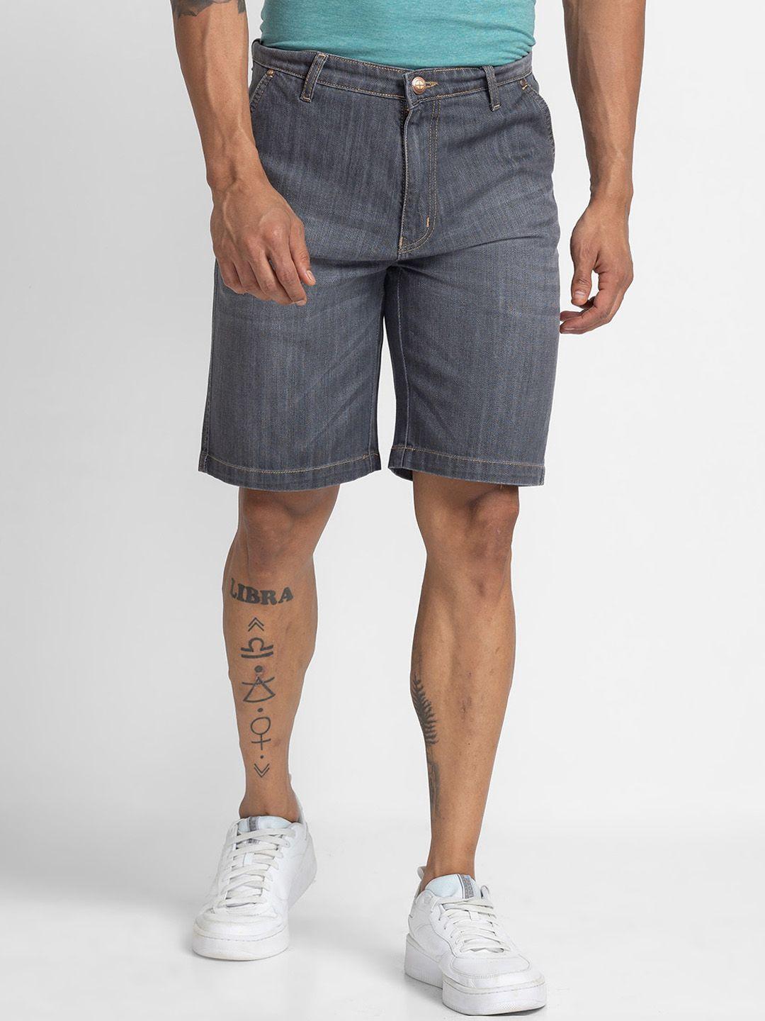 globus men grey washed denim shorts