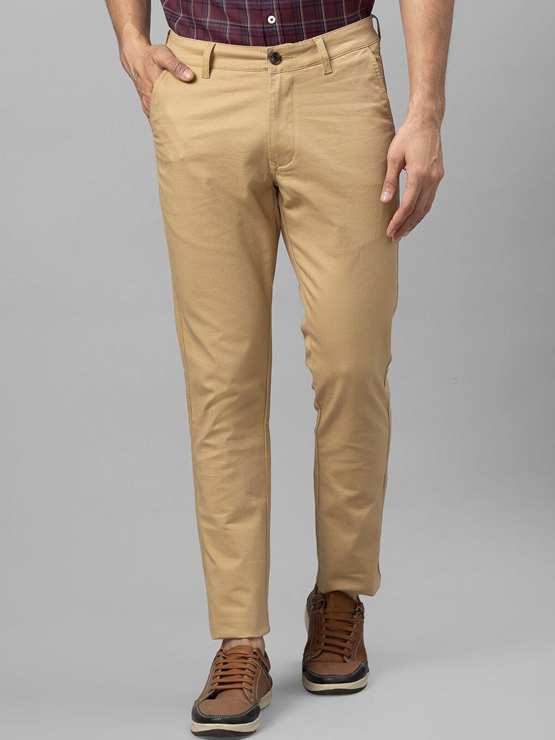 globus men khaki slim fit chinos trousers