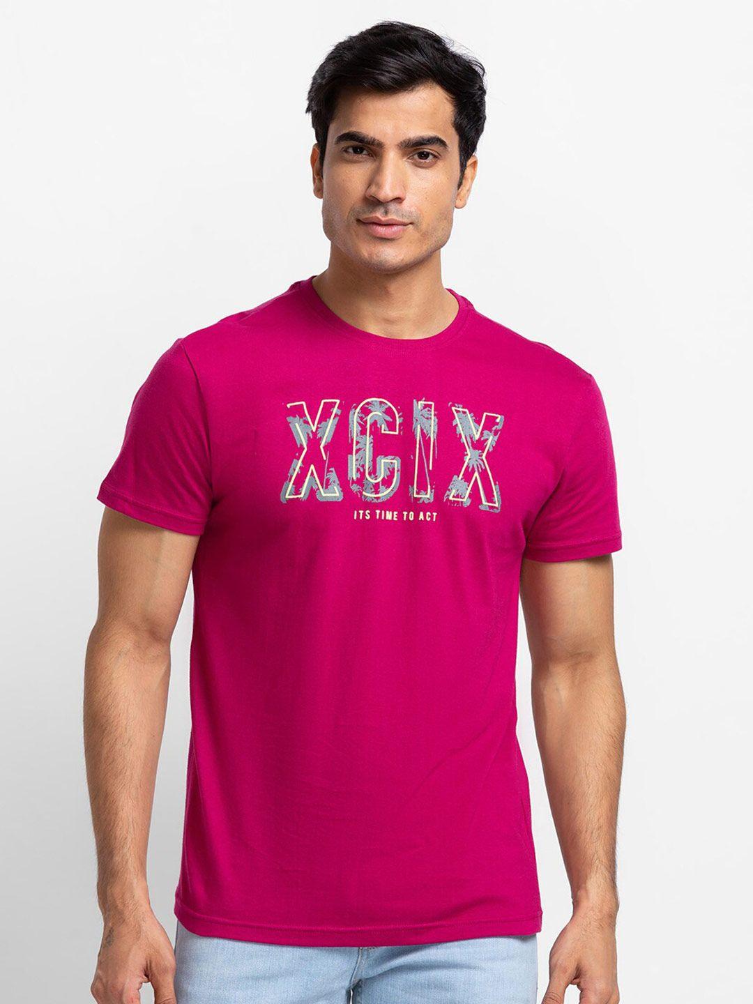 globus men magenta typography t-shirt