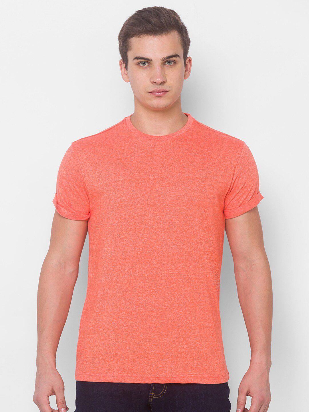 globus men orange cotton t-shirt