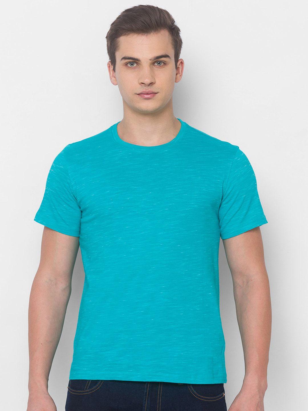 globus men turquoise blue t-shirt