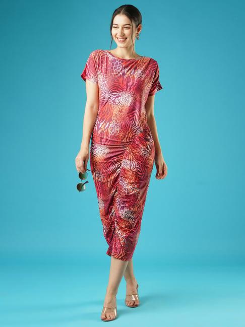 globus multicolor printed bodycon dress