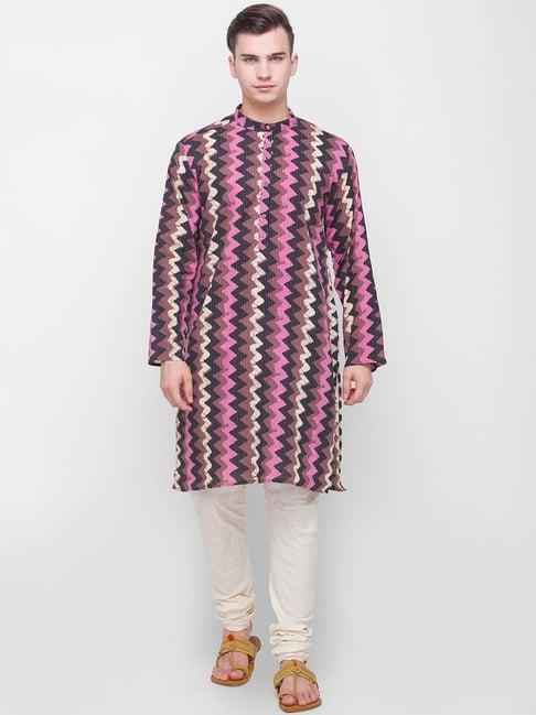 globus multicolor self design mandarin collar kurta