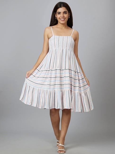 globus multicolor striped fit & flare dress