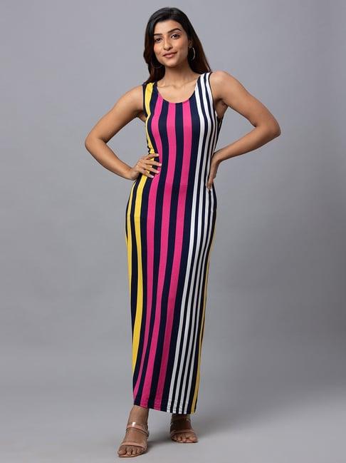 globus multicolored striped maxi dress