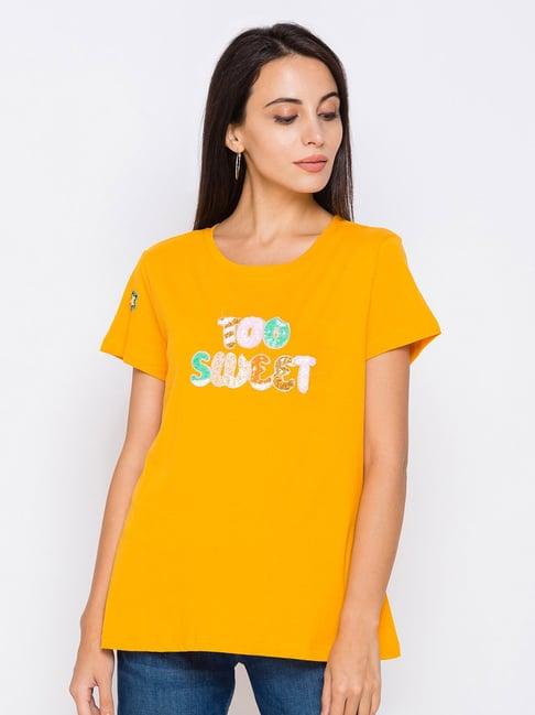 globus mustard embellished t-shirt