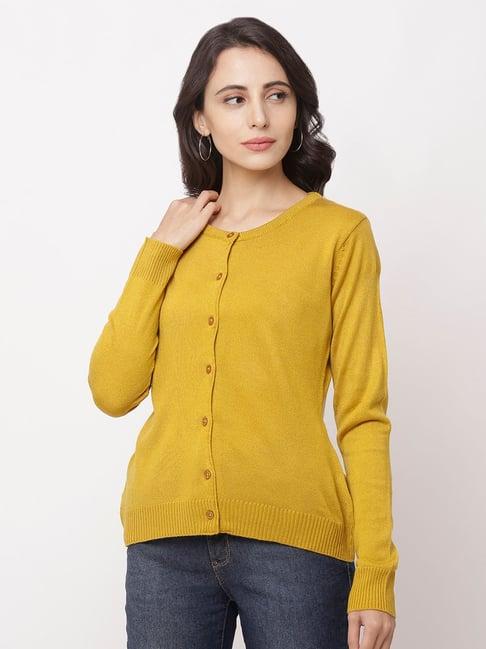 globus mustard full sleeves cardigan