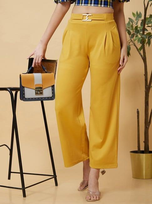 globus mustard relaxed fit high rise trousers