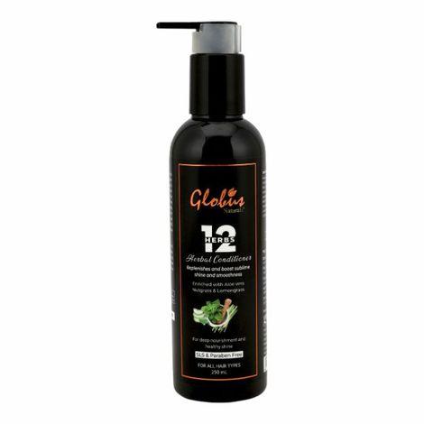 globus naturals 12 herbs hair growth conditioner for deep nourishment | healthy shine| ayurvedic shampoo|all hair types|no parabens| no sulphate| 250 ml