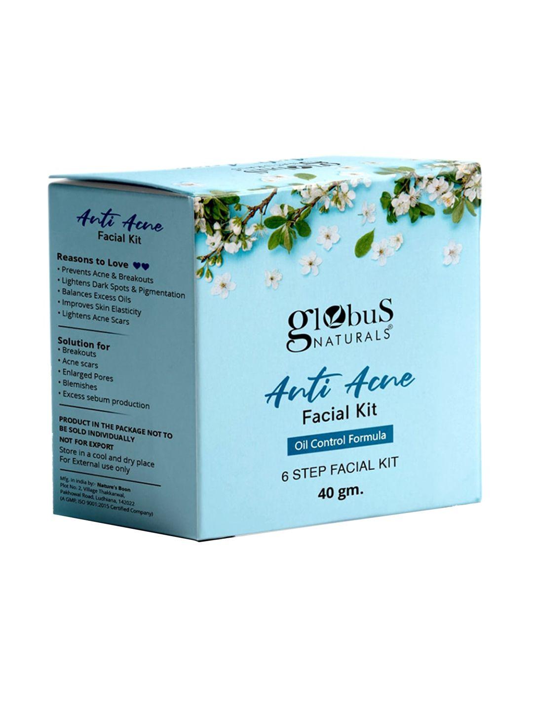 globus naturals anti-acne 6-step facial kit with turmeric & neem oil - 40 g