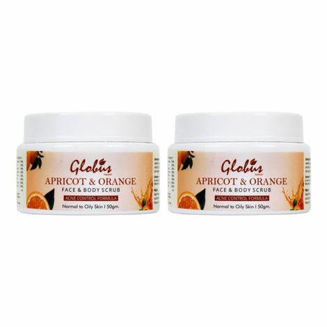globus naturals apricot face & body scrub (50 g) pack of 2