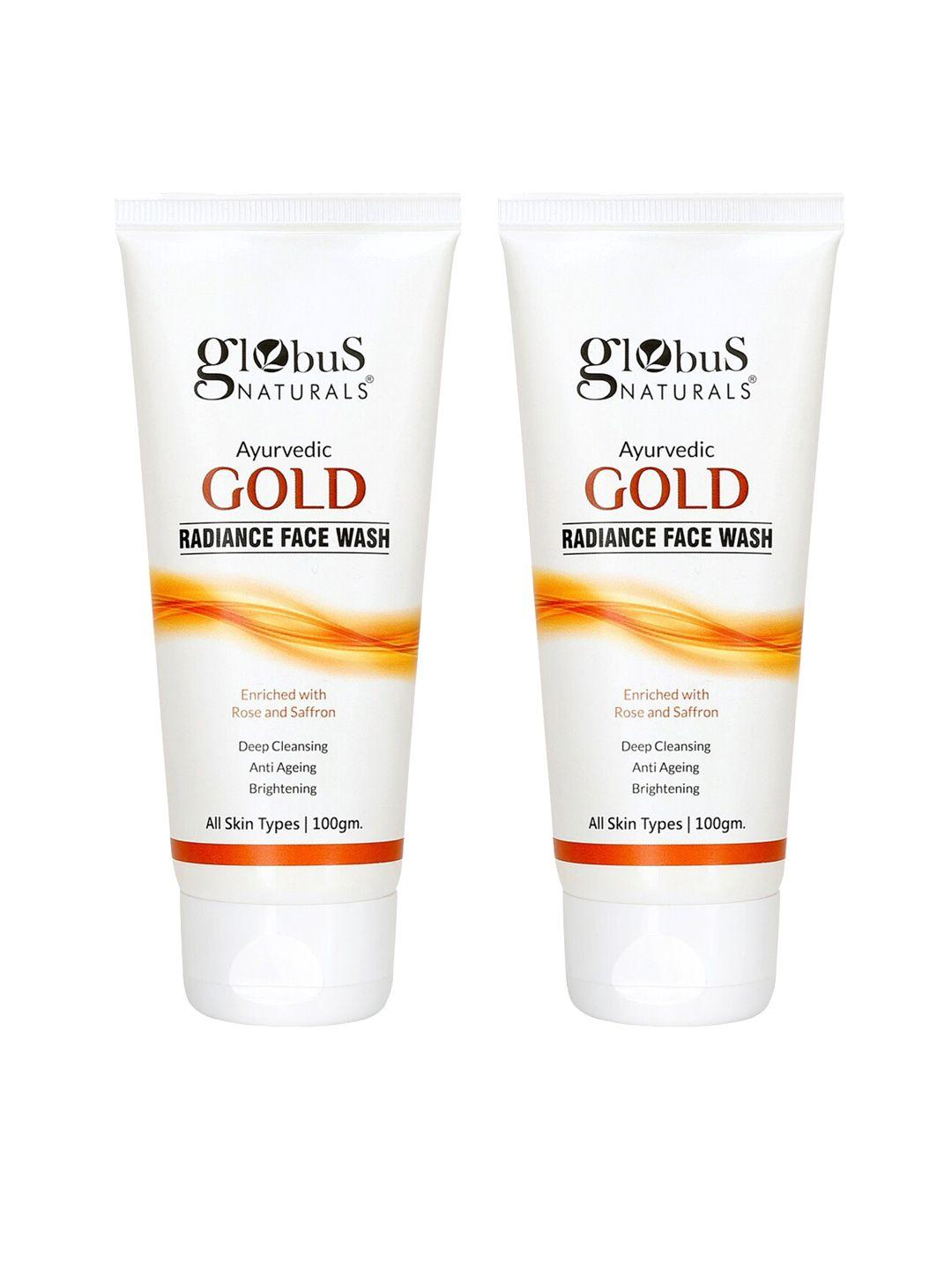 globus naturals ayurvedhic set of 2 gold radiance anti ageing & brightening face wash 100 gm each