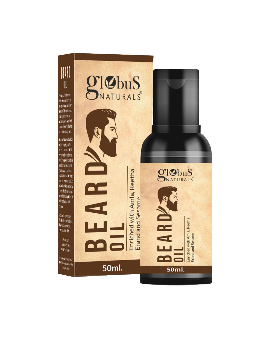 globus naturals beard oil enriched with amla reetha erand & sesame oil - 50 ml